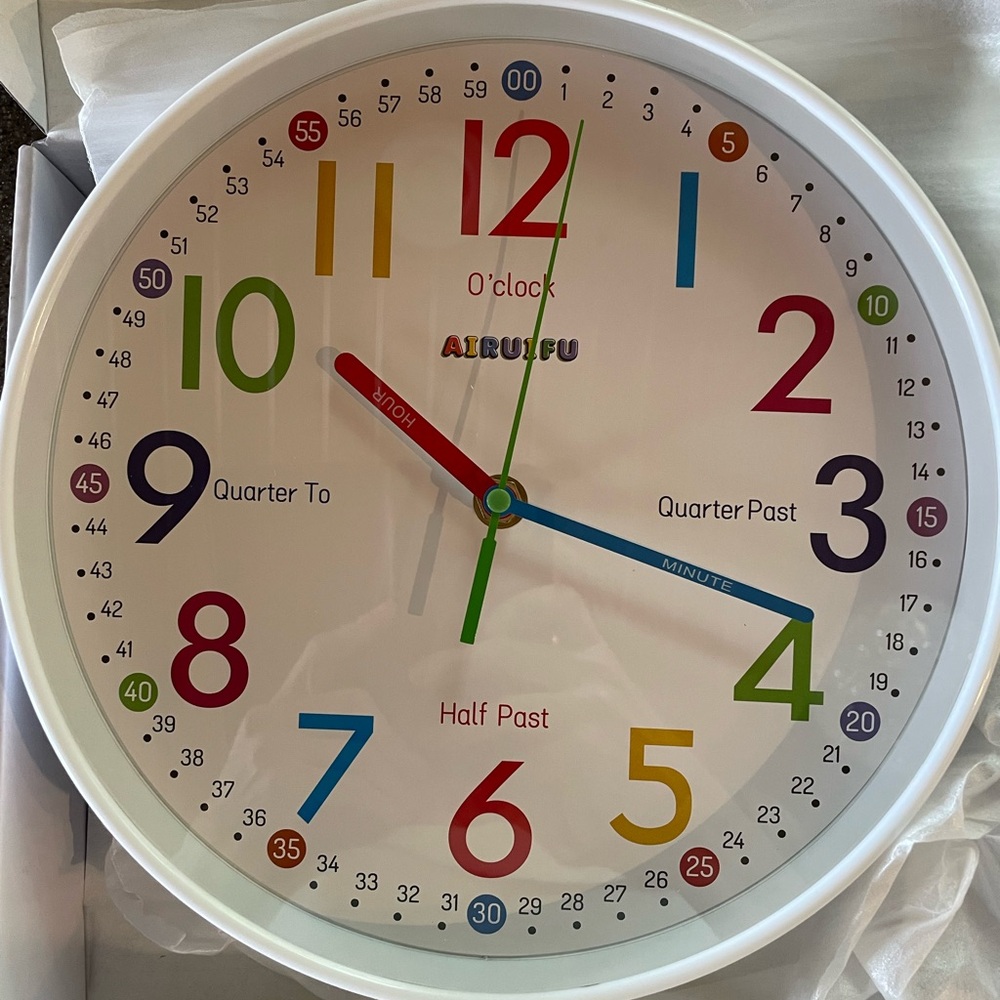 Boutique Multicolor Educational Wall Clock — Color-Coded Learning Clock